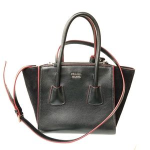 SOLD. Prada Glacé Calf Suede Twin Pocket Tote